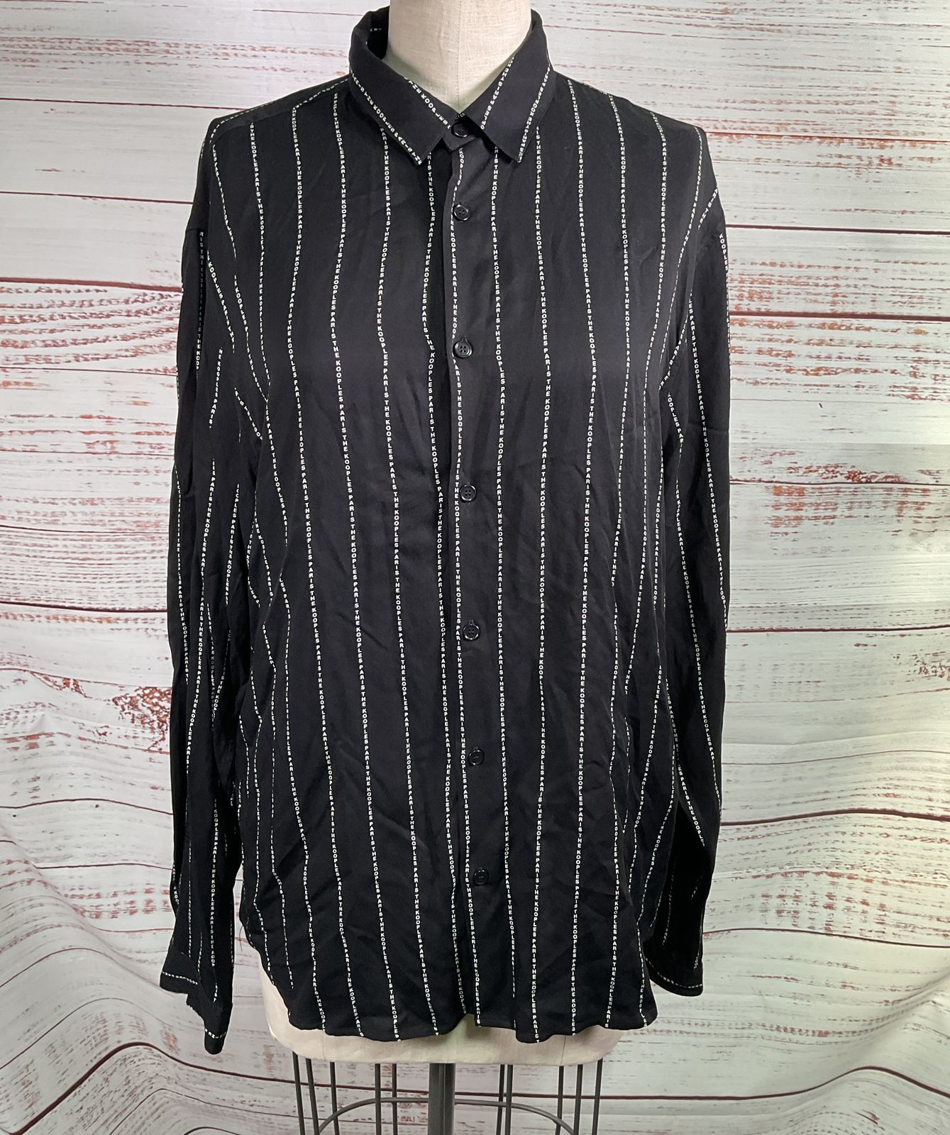 The Kooples Logo Striped Shirt Black XL