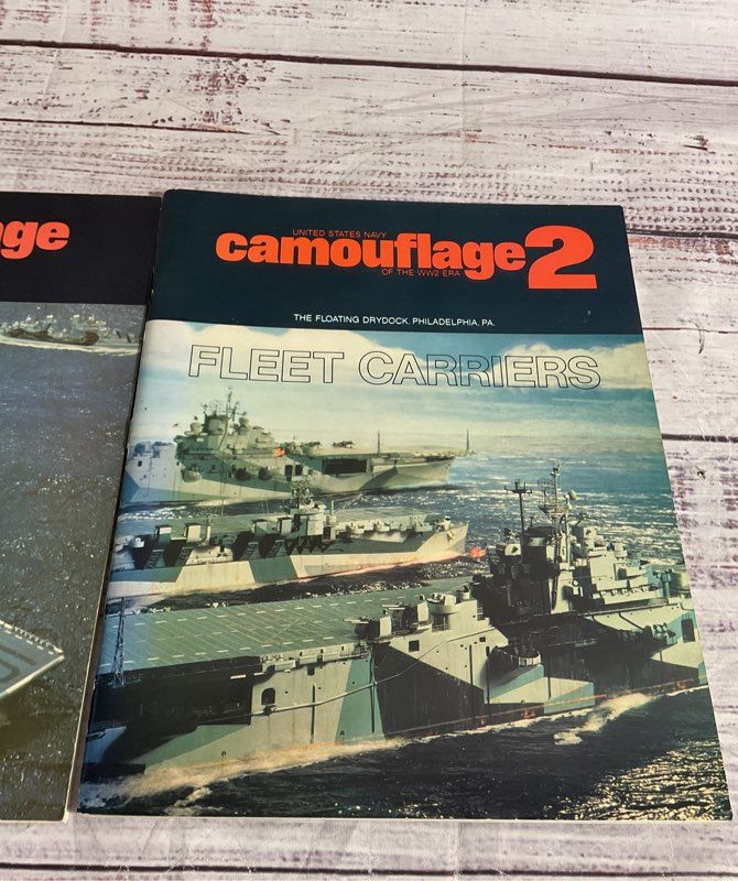 Vintage United States Navy WW2 Era Camouflage Fleet Carriers 1 & 2 1977