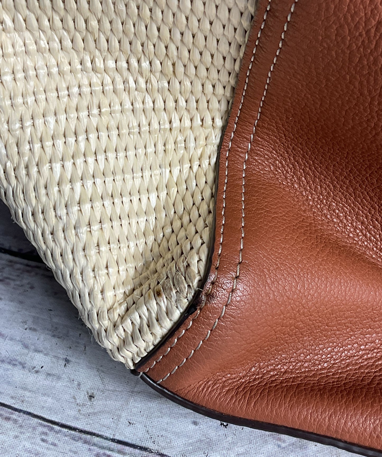 Tory Burch Half-Moon Straw Tote Bag Brown
