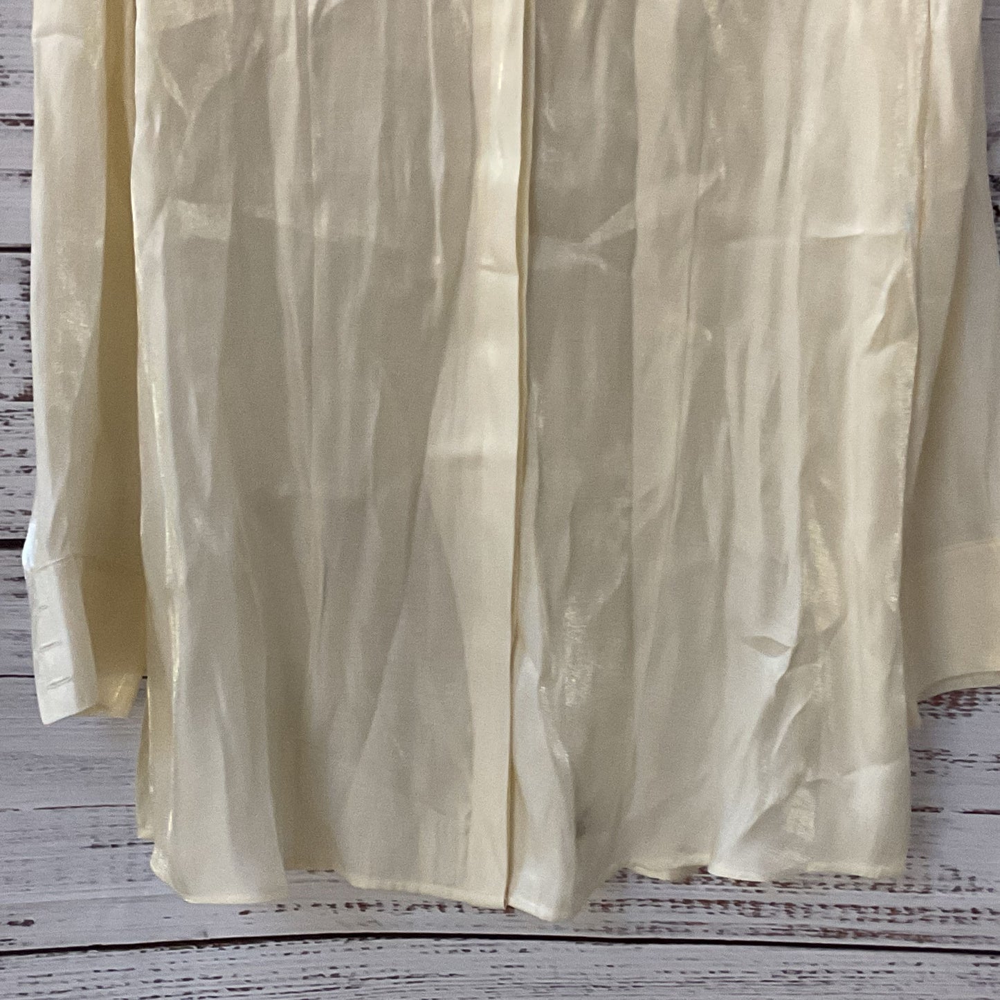 NWD CHICO'S Women's Shimmer Ivory Long Sleeve Blouse- SZ 2 (DEFECT)