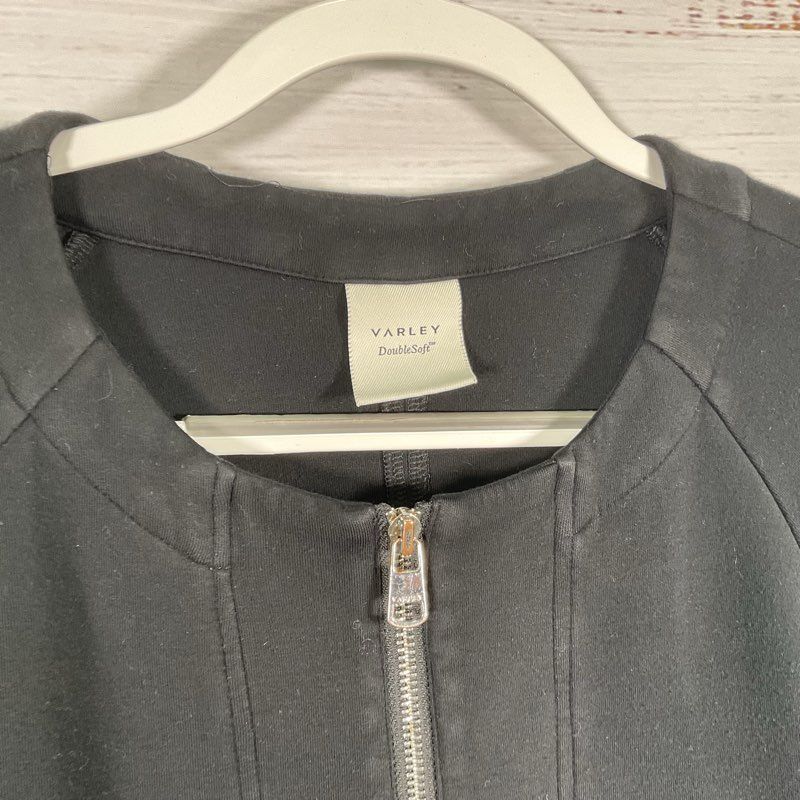 Varley Augusta Black Paneled Full Zip Crewneck Sweater - Size M