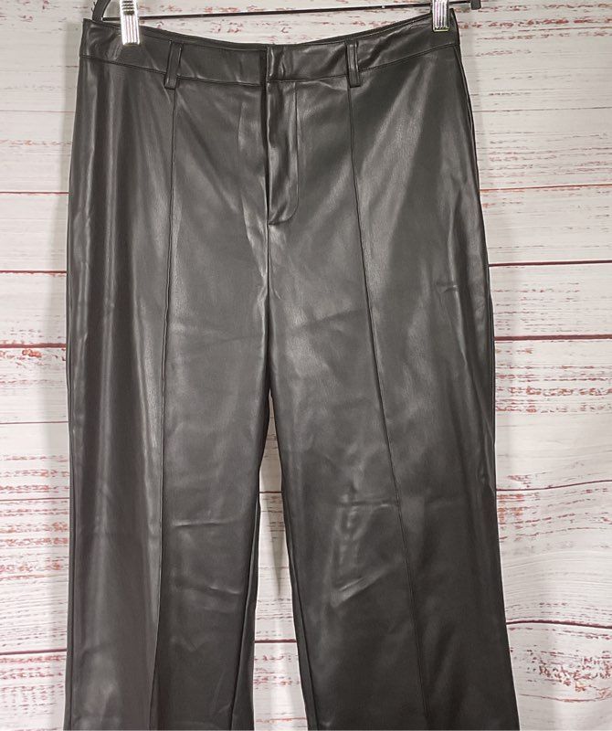 Commense Faux Leather Wide Leg Pants Black L