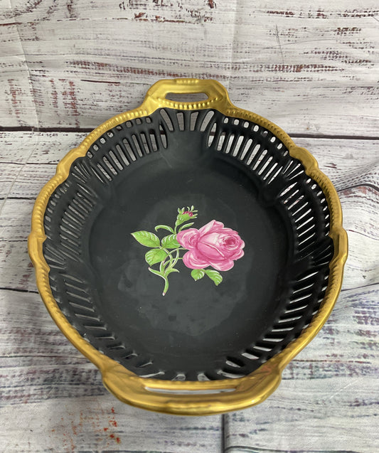 JKW Carlsbad Vintage Rose Tray Black Gold