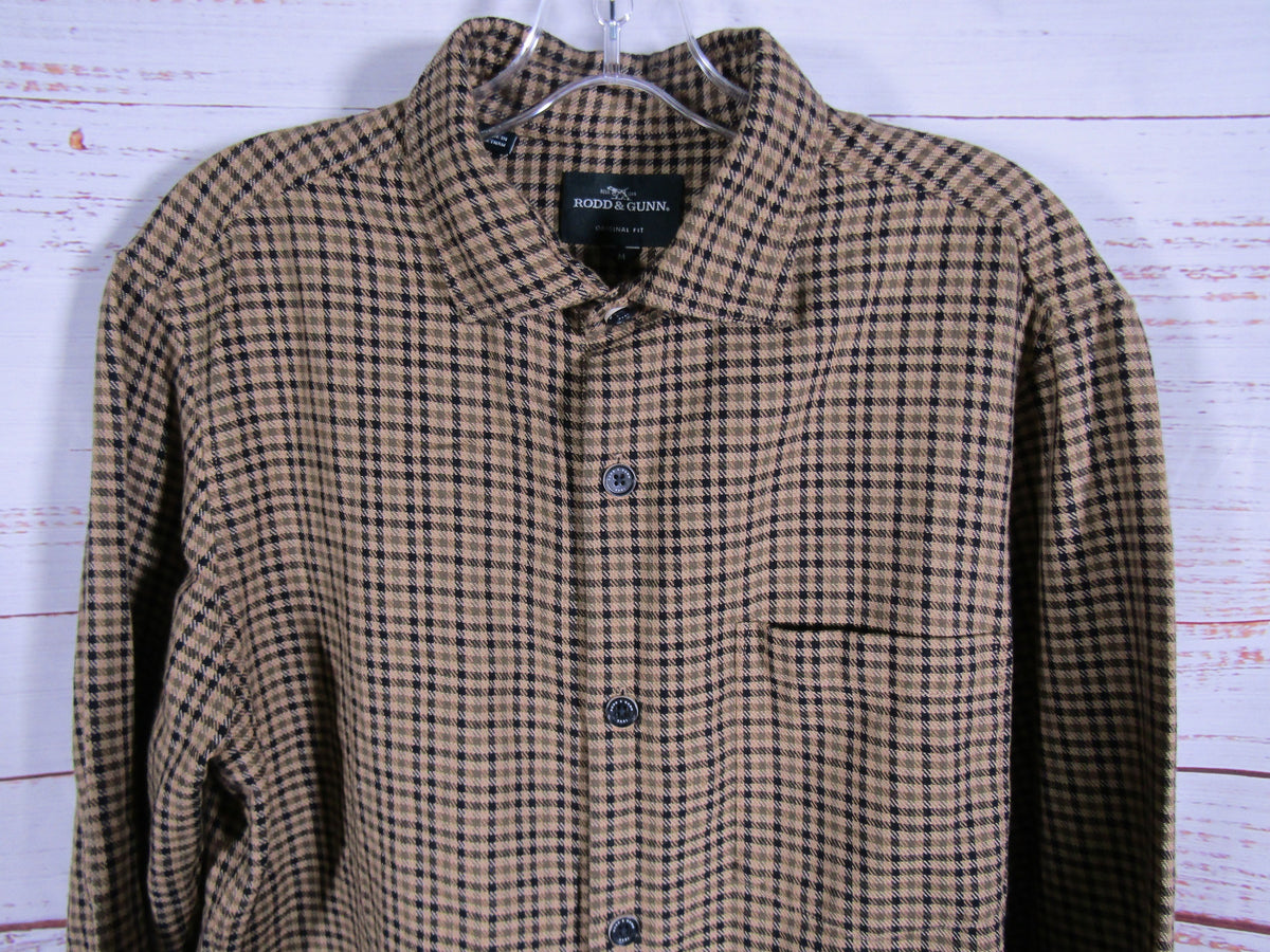 Rodd & Gunn Linfield Men's Brown Long Sleeve Houndstooth Shirt Size M