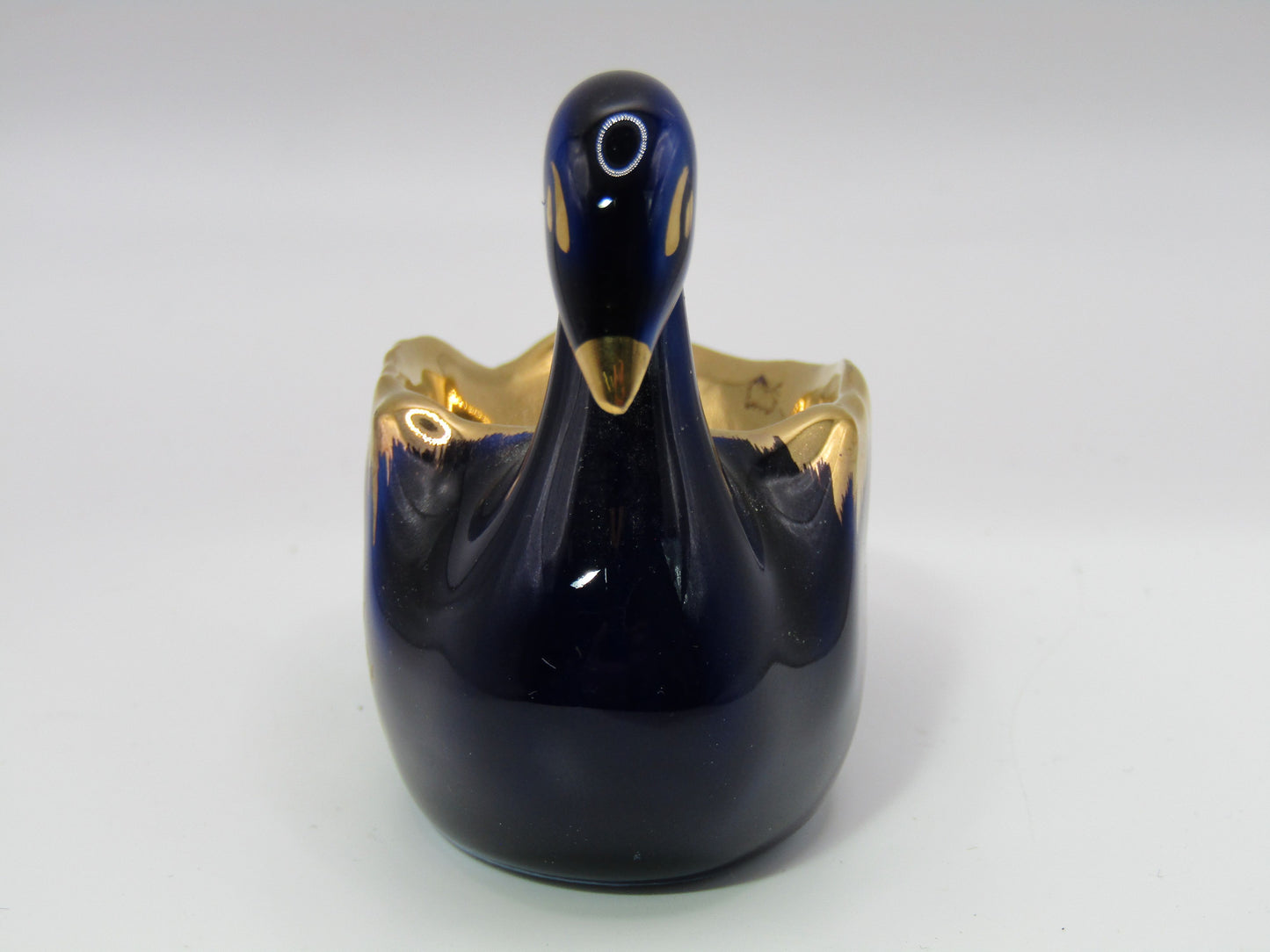 Limoges Courting Couple Cobalt Blue 24k Gold Wash Swan Made in France
