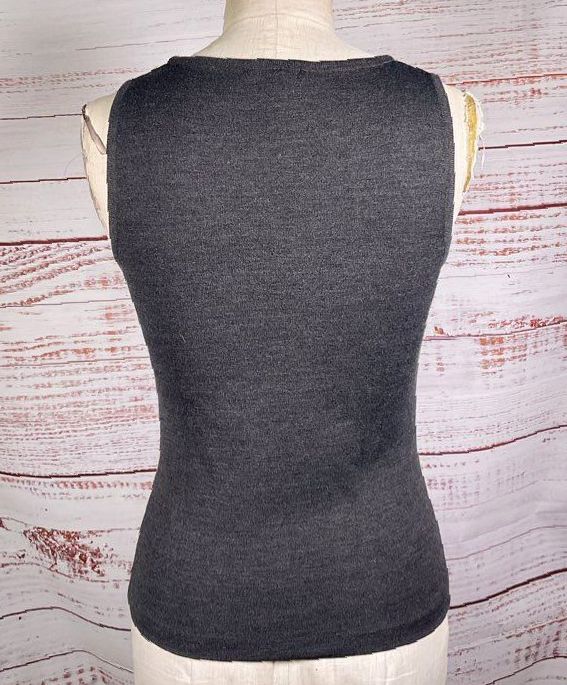 St. John Knit Sleeveless Tank Top Charcoal Gray P