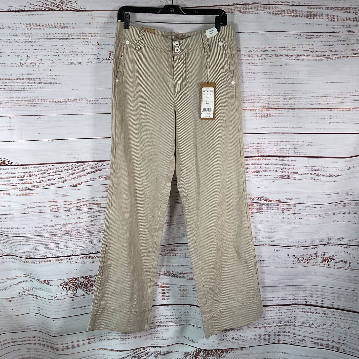 Gardeur Denim Brown White Stripe Slim Pants - Size 10 New