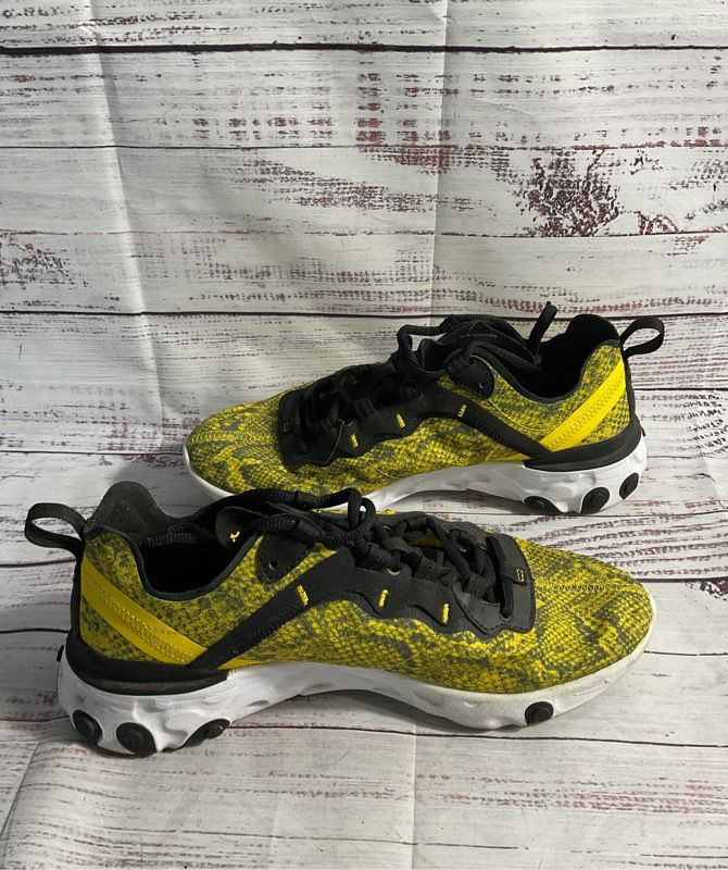 Nike React Element 55 Speed Women's 9.5 Yellow Snakeskin Shoes CT1551 700