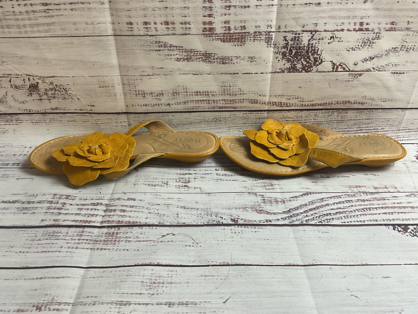 Born Yellow Slip-On Flower Sandal Women 6