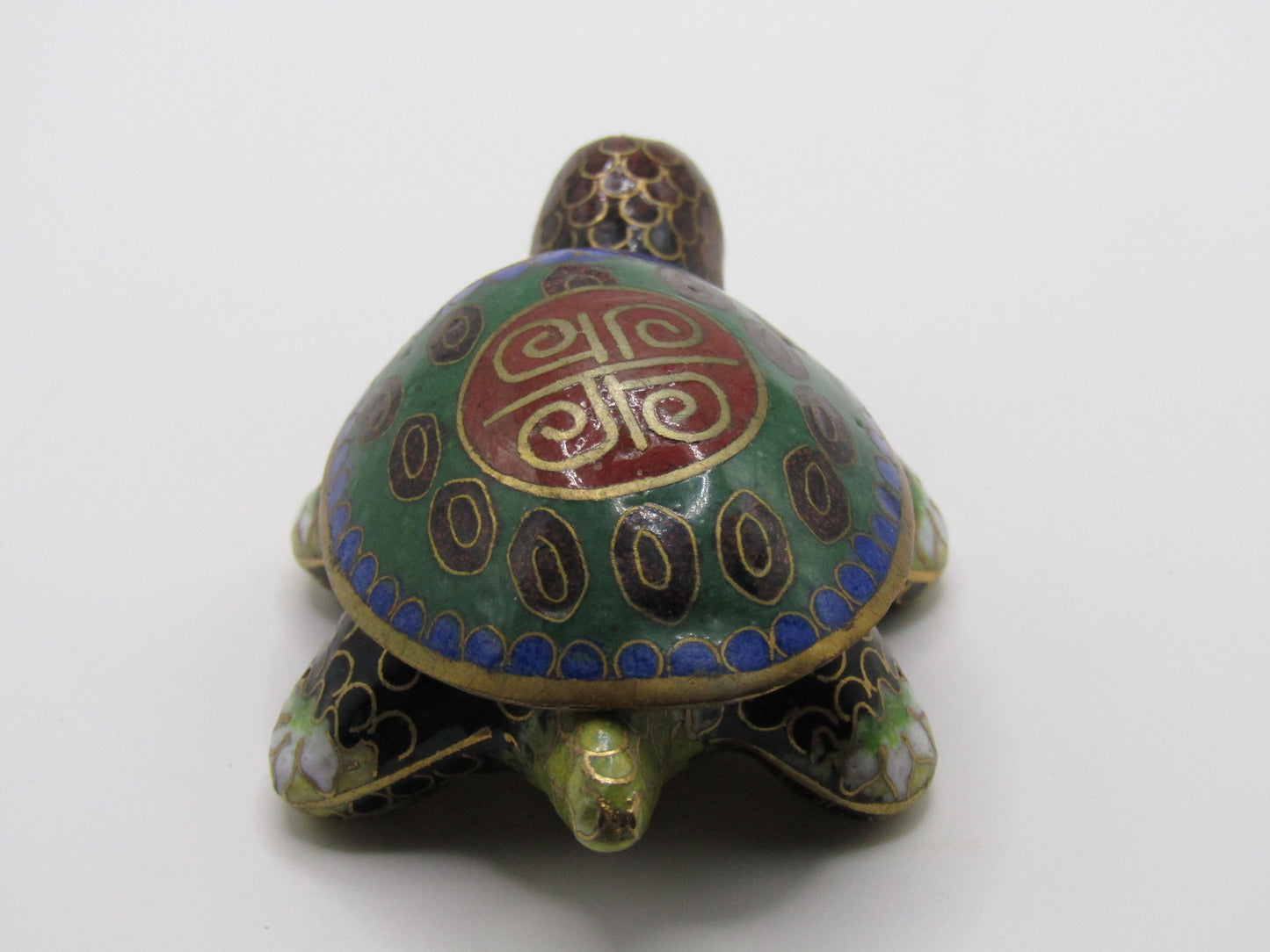Vintage Handcrafted Cloisonné Enamel Turtle Pill Box