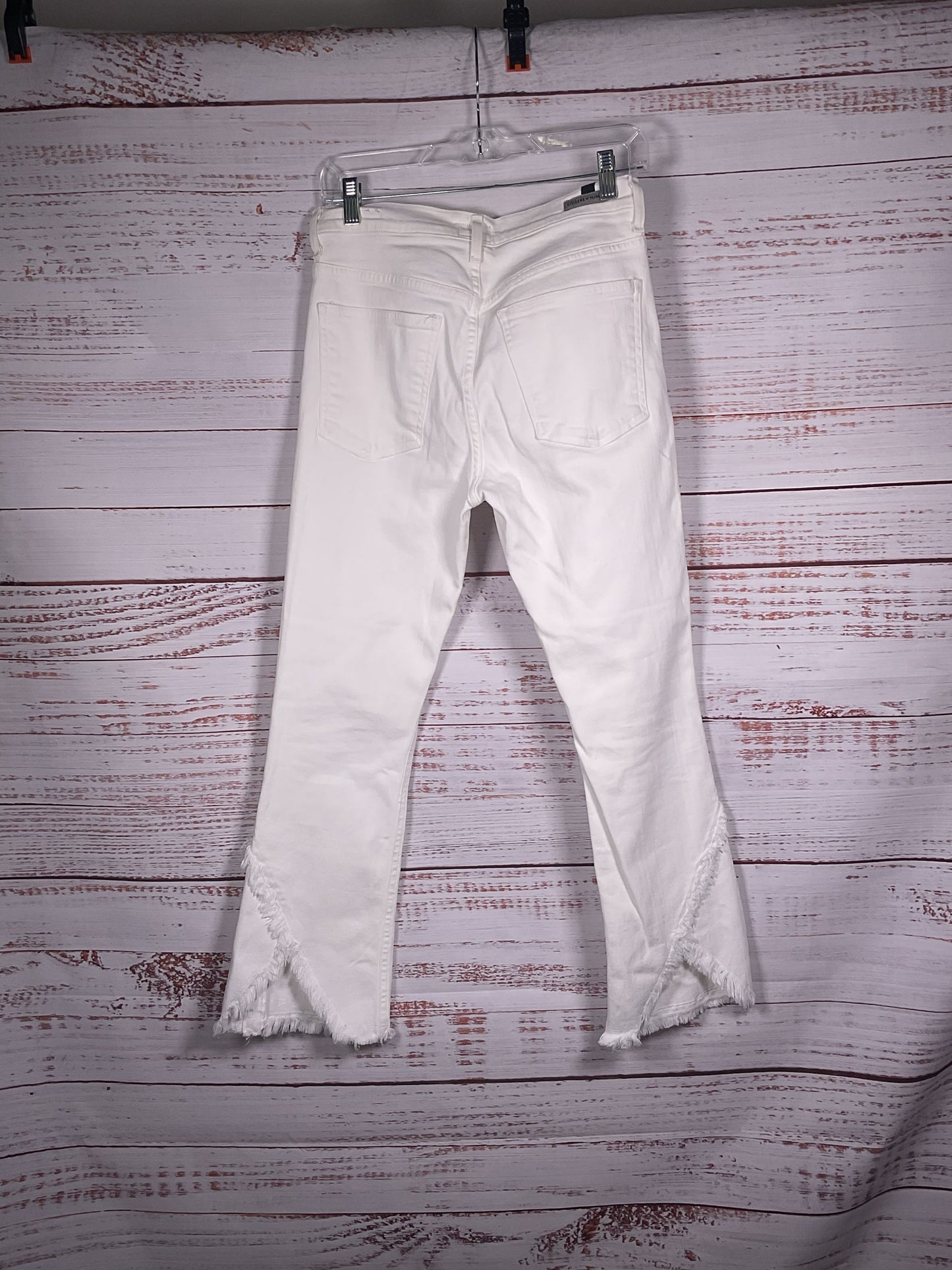 Citizen of Humanity White Drew Fray High Rise Crop Flare Jeans - Size 28