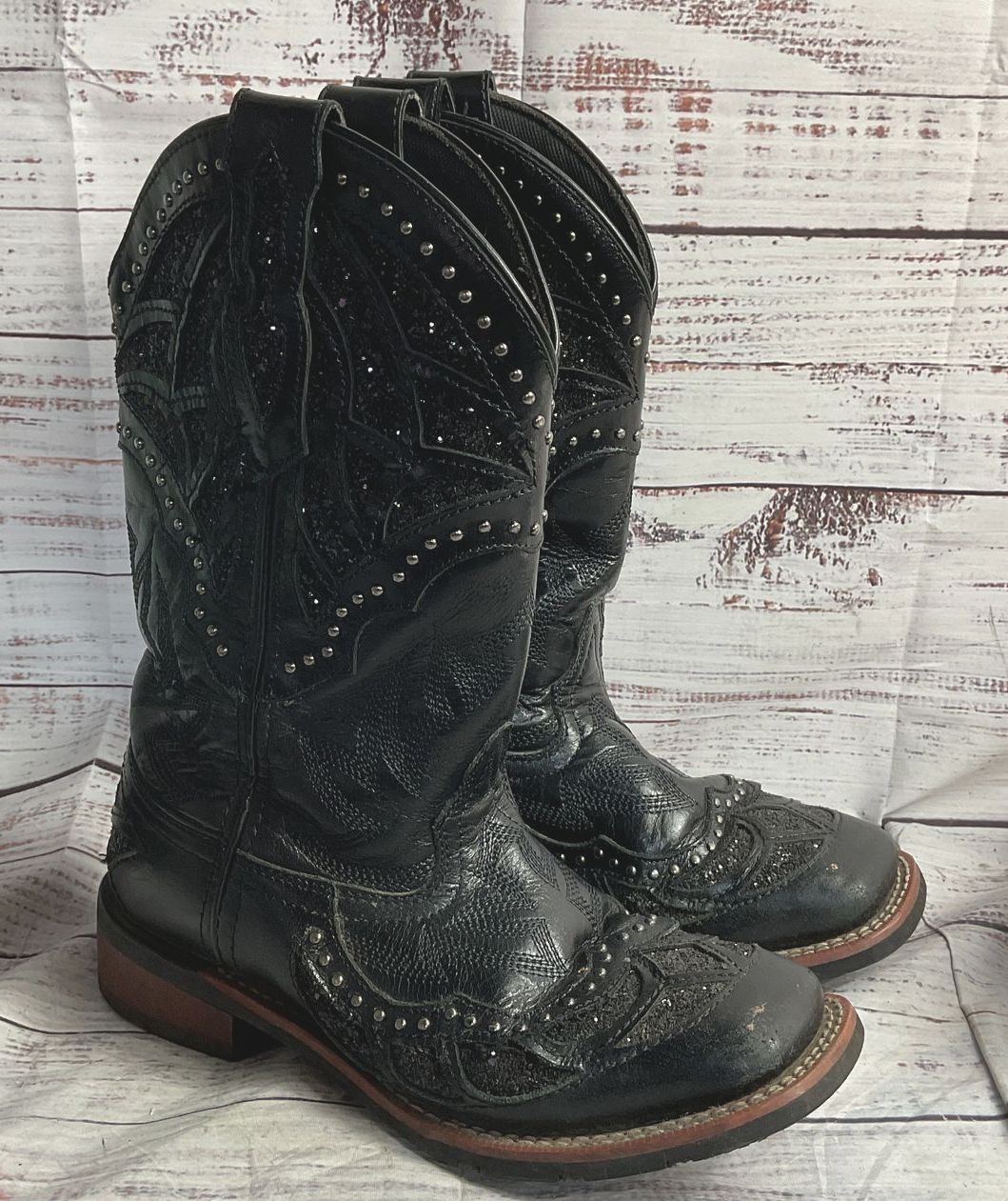 Laredo Eternity Women's Leather Cowboy Boots Black 7.5