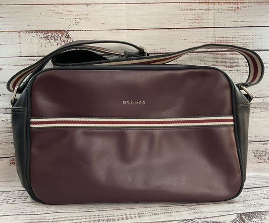 Ben Sherman Men's Plum Faux Leather Messenger Bag