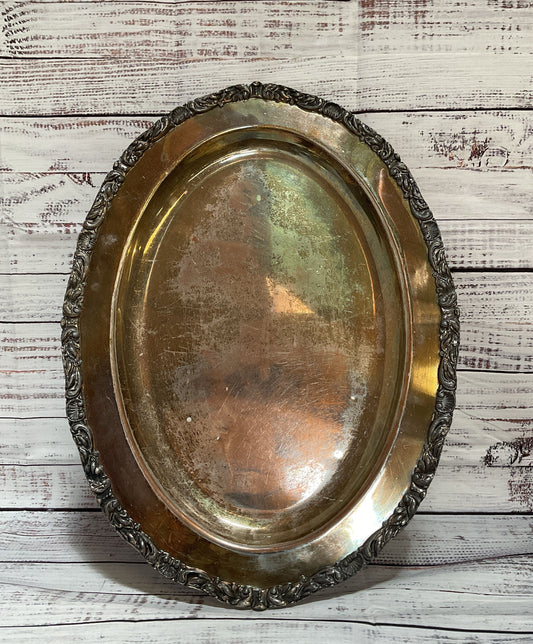 Crescent Vintage Silver Plated Serving Tray Silver