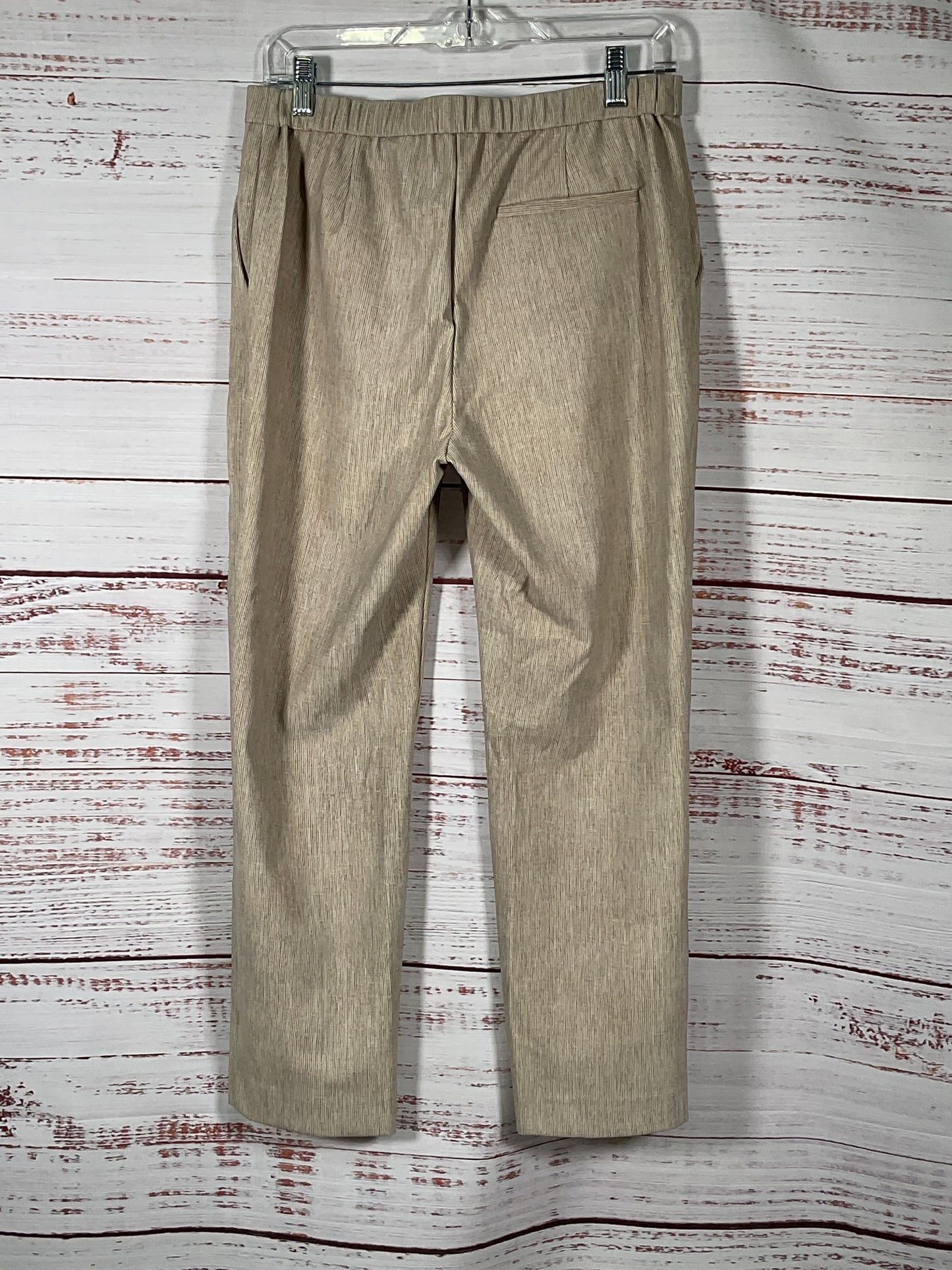 Theory Beige Striped Elastic Waist Trousers - Size 6