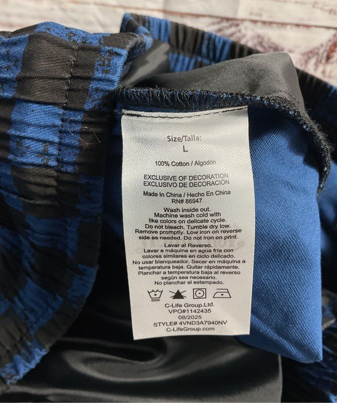 Von Dutch Men's Checkered Black & Blue Jogger Logo Pants Size L