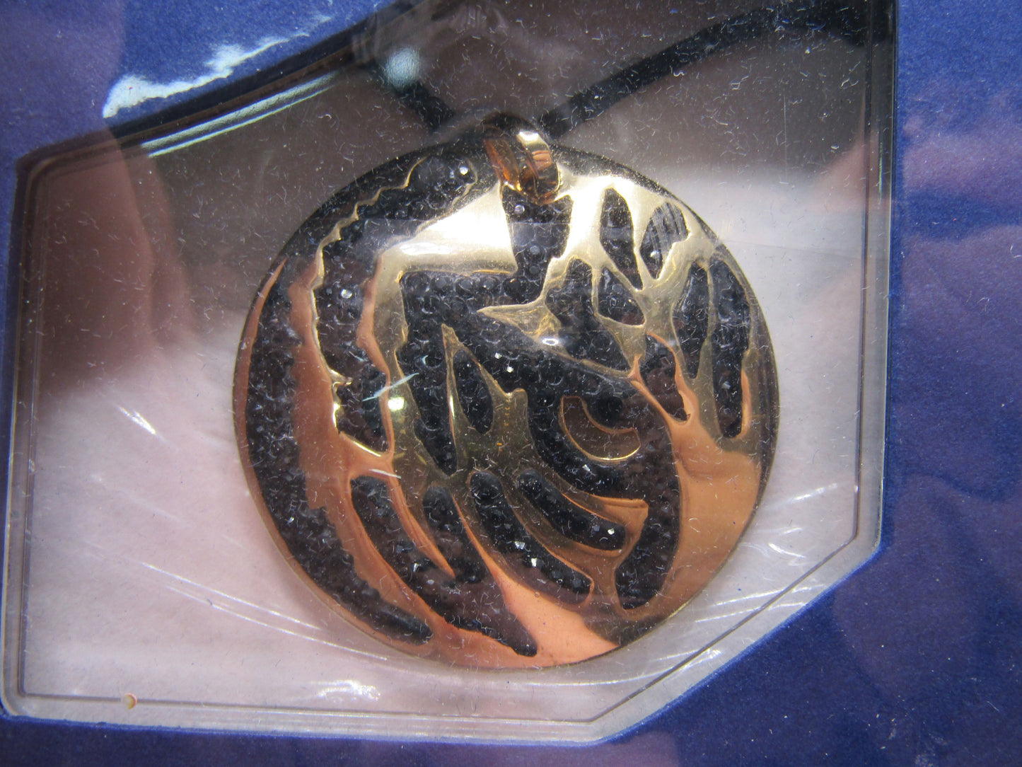 Swarovski Hannibal Gold Plated Black Crystal Tiger Pendant Necklace 1023980