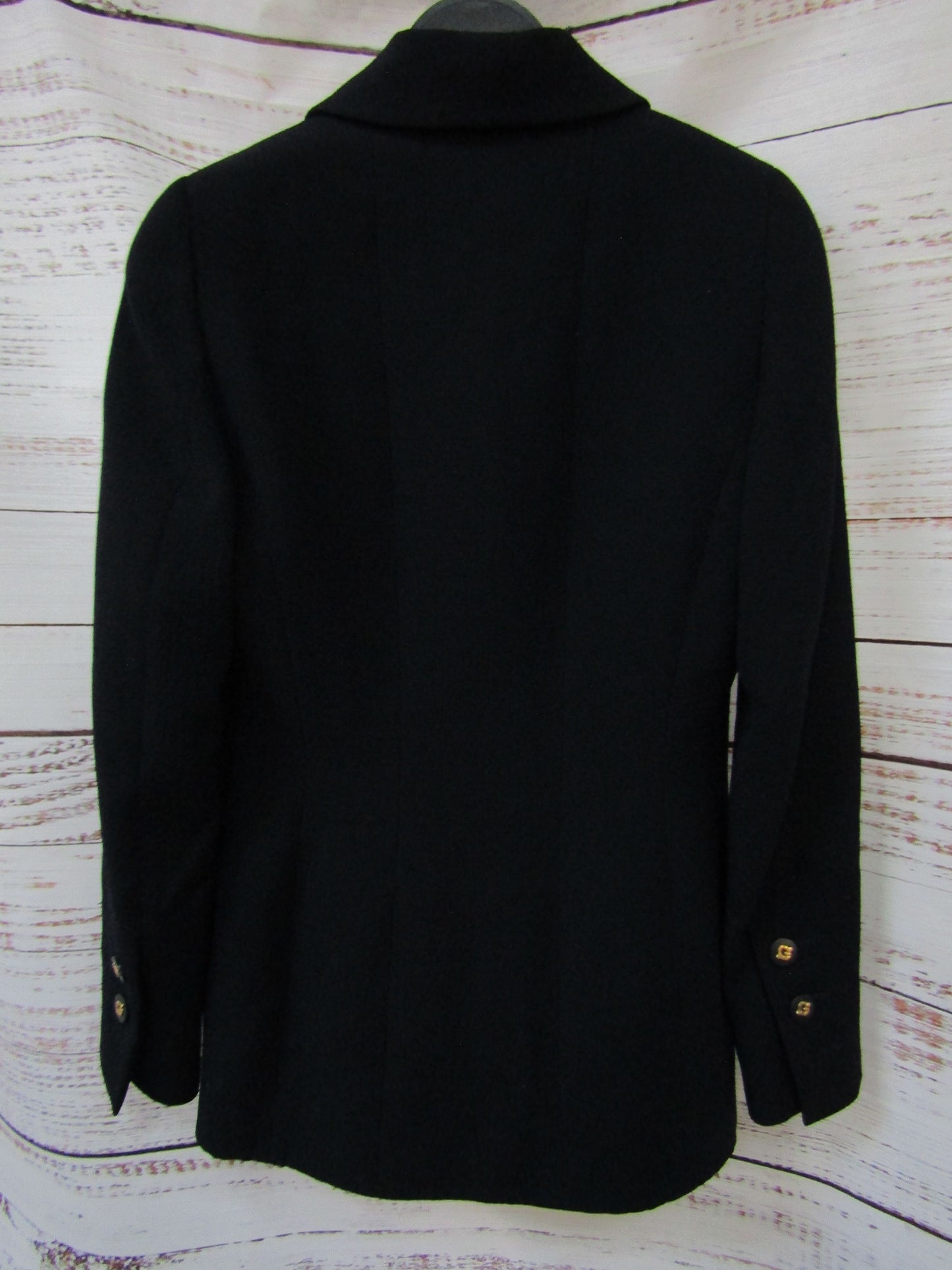 Lisa Frey Women's Navy Blue Button Down Wool Jacket Size 40 Made in France