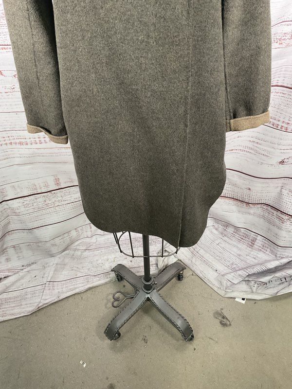 Vince Grey Olive Double-Faced Wool Coat Two Snap Front Pockets Size XS