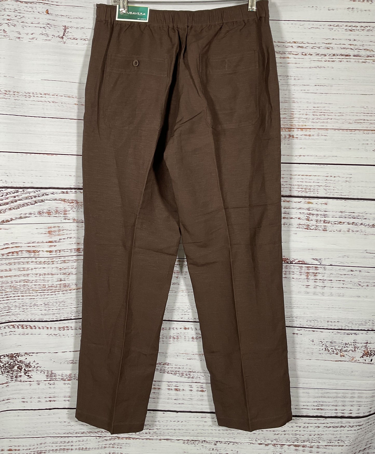 Cubavera Men's Brown Drawstring Linen Blend Pants Size M