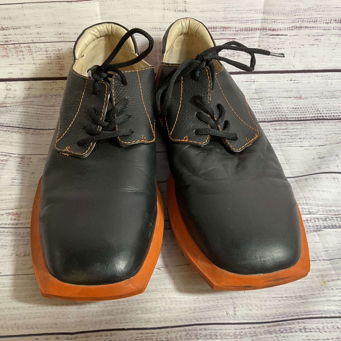 JOHN FLUEVOG Men's Black Orange Sole Lace Up Shoes- SZ 12