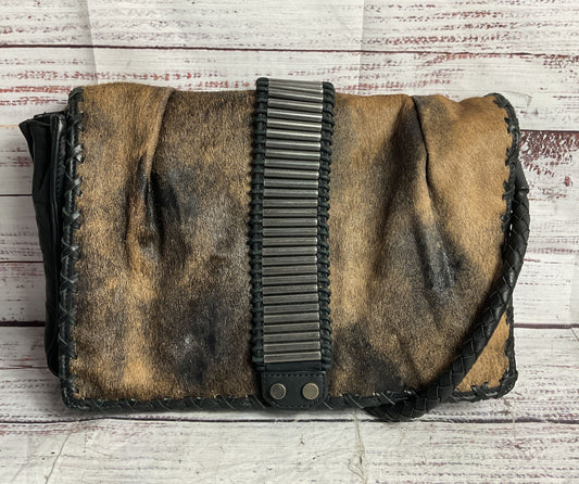 Women's ASH Brown & Black Cowhide Leather Crossbody Handbag GREAT CONDITION!!