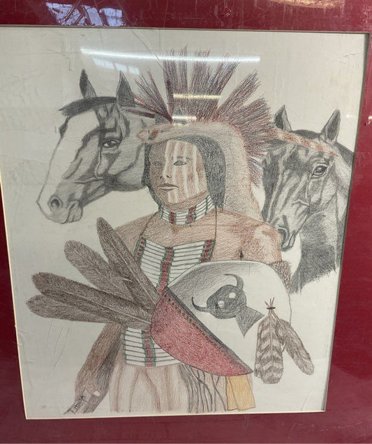 Original Colored Drawing By Quadriplegia Native American Artist Tyree Honga