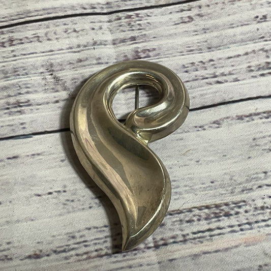 VTG. TAXCO MEXICO Sterling Silver 3" Swirl Pendant/Brooch- 25.36g