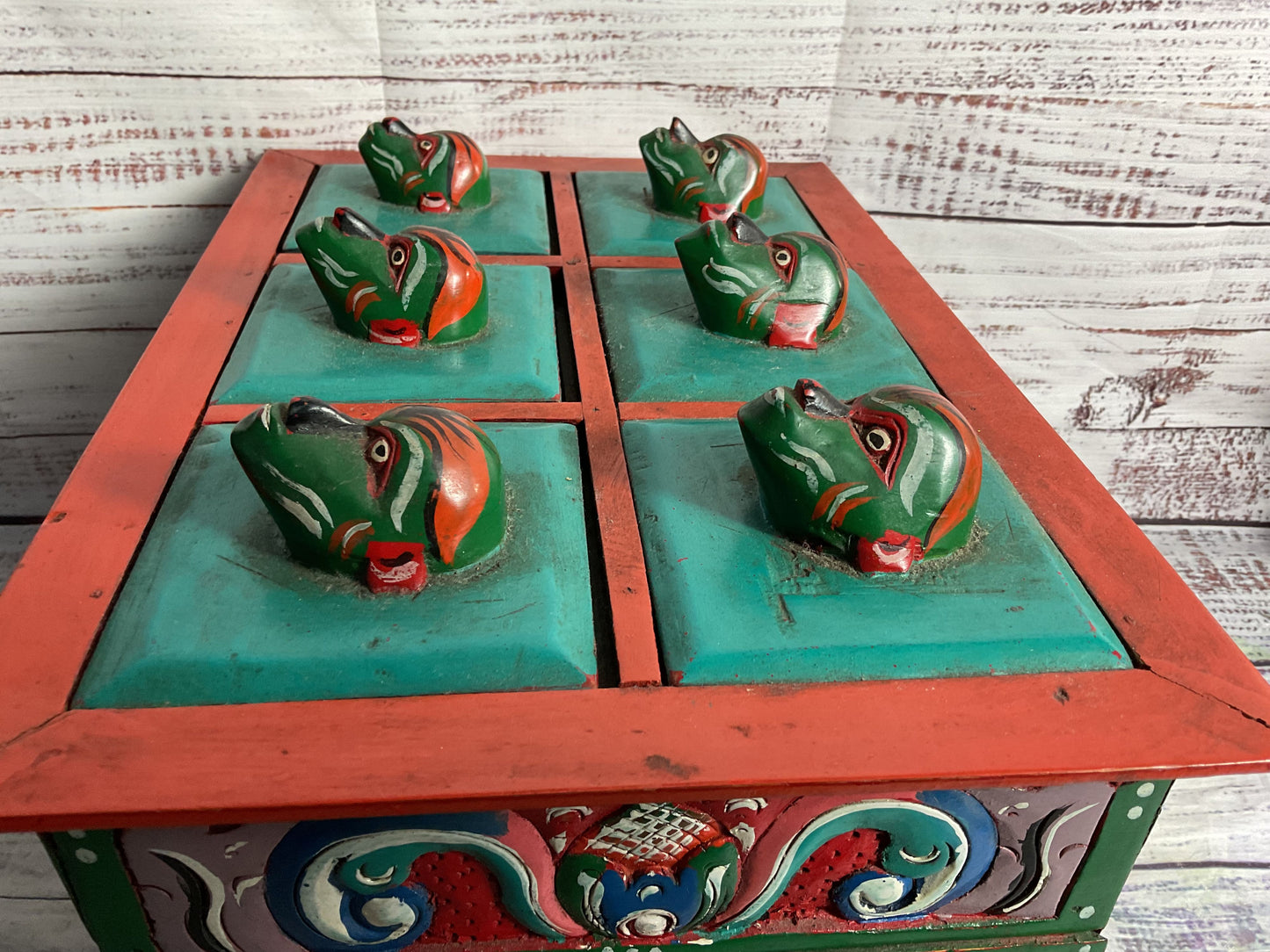 Asian Painted Fish Trinket Storage Box Multicolor
