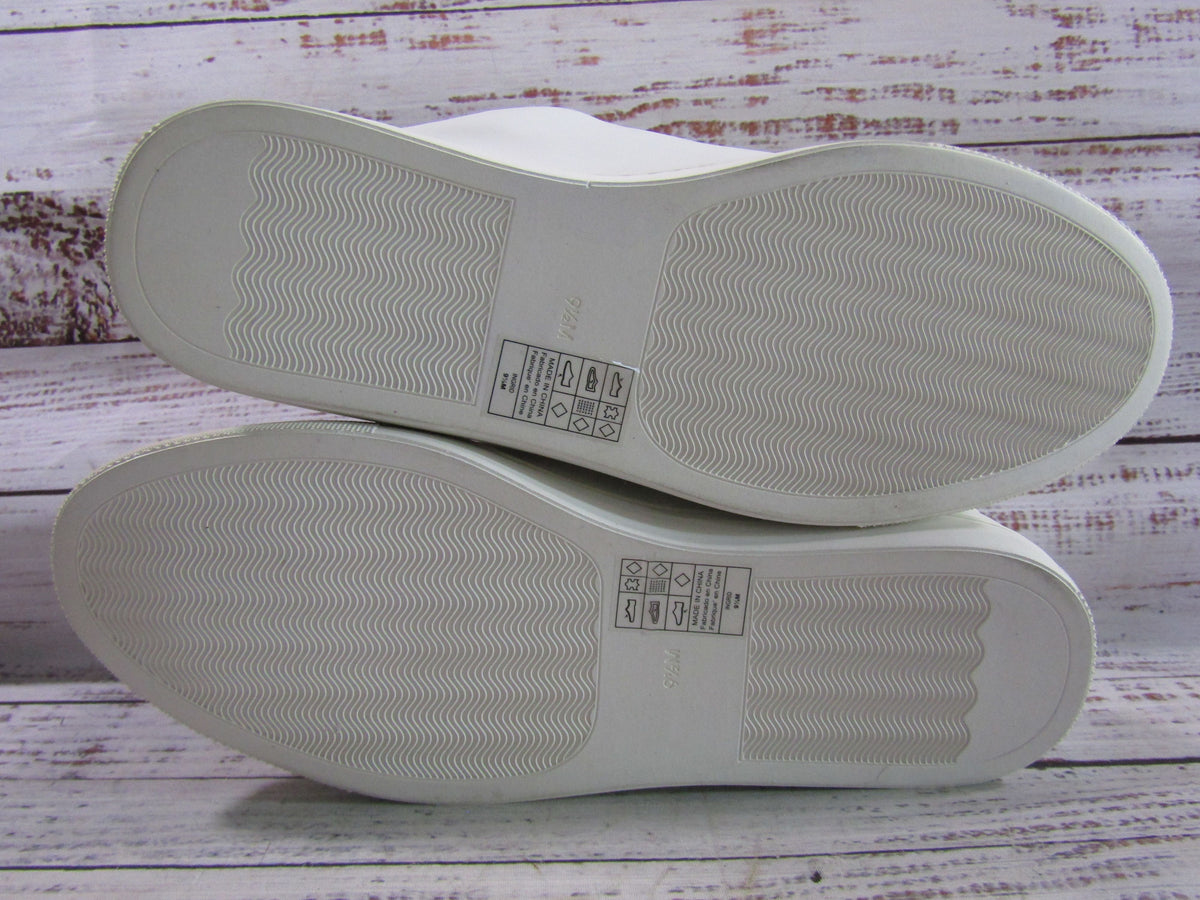 Chico's Ingrid Women's White Leather Crane Embroidered Sneakers Size 9.5