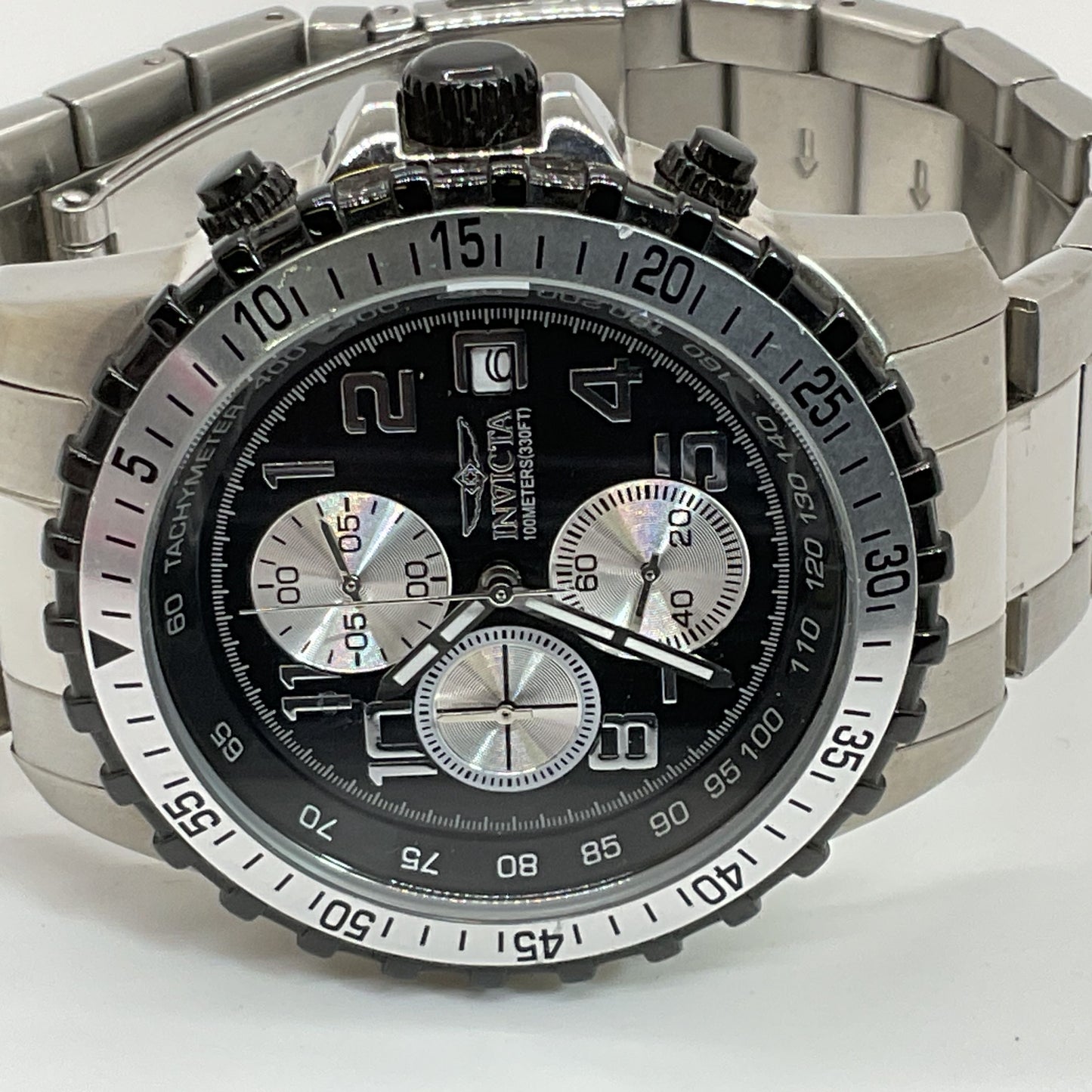 INVICTA Specialty Mod 6000 Men's 45mm Stainless Silver Tone Watch- NEEDS BATTERY