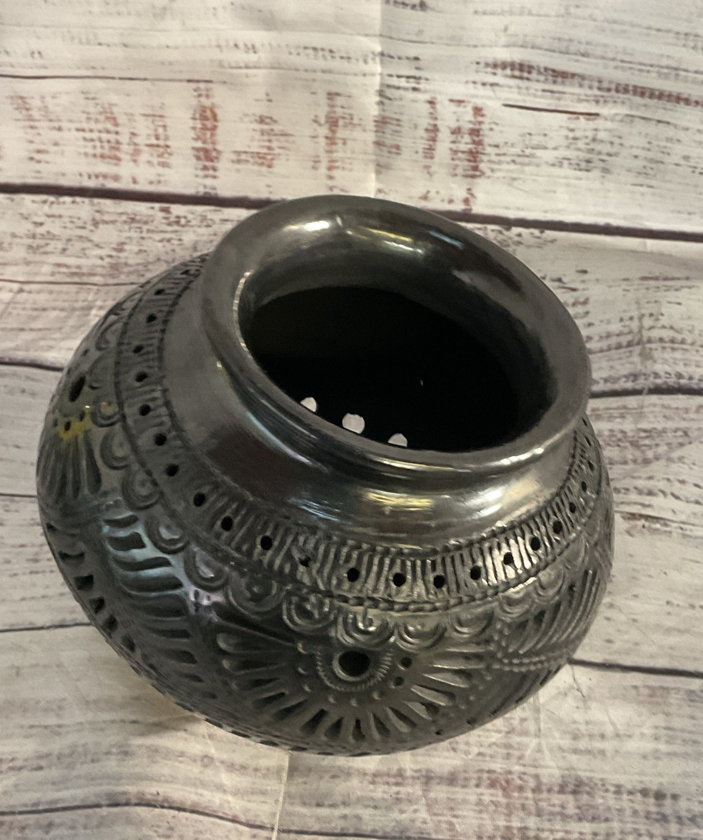 Handmade Barro Negro Rounded Bottom Vase Black