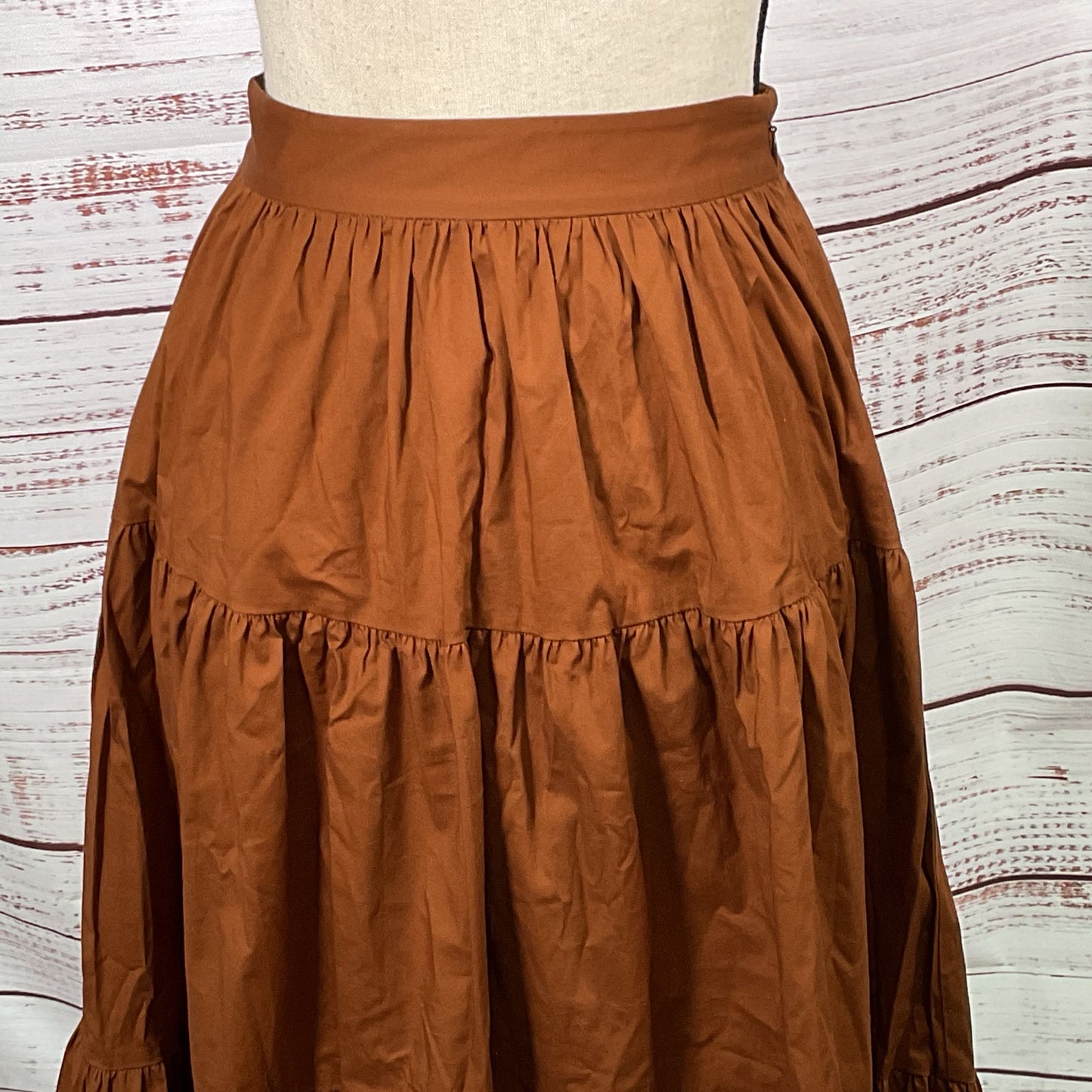 STAUD Women's Long Brown Ruffle Tiered Maxi Skirt- SZ 0