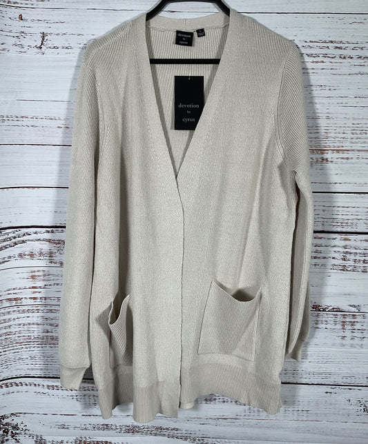 Devotion by Cyrus Women's Beige Open Cardigan Sweater Size L