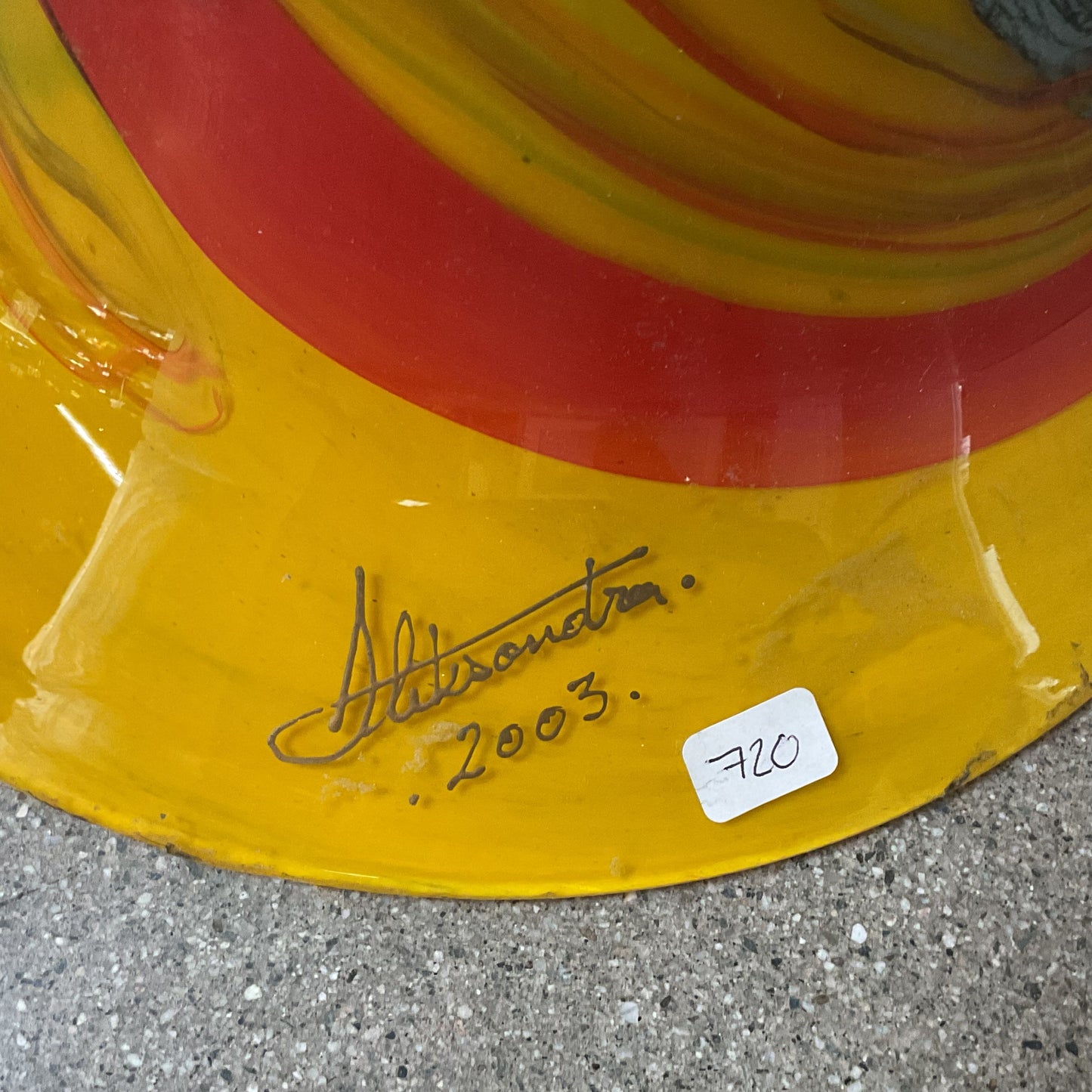 Signed 2003 ALIKSONDRA Large 32" Swirl Art Glass Vase