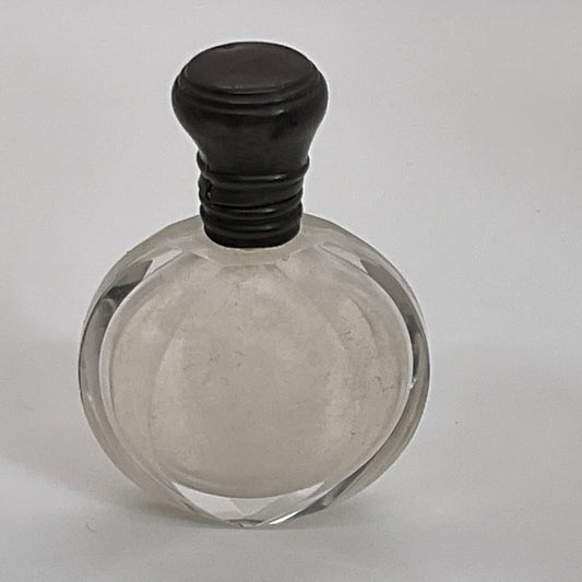 VTG/ANTIQUE Silver Tone Clear Glass Perfume Bottle Hinged Lid and Stopper- 2.25"