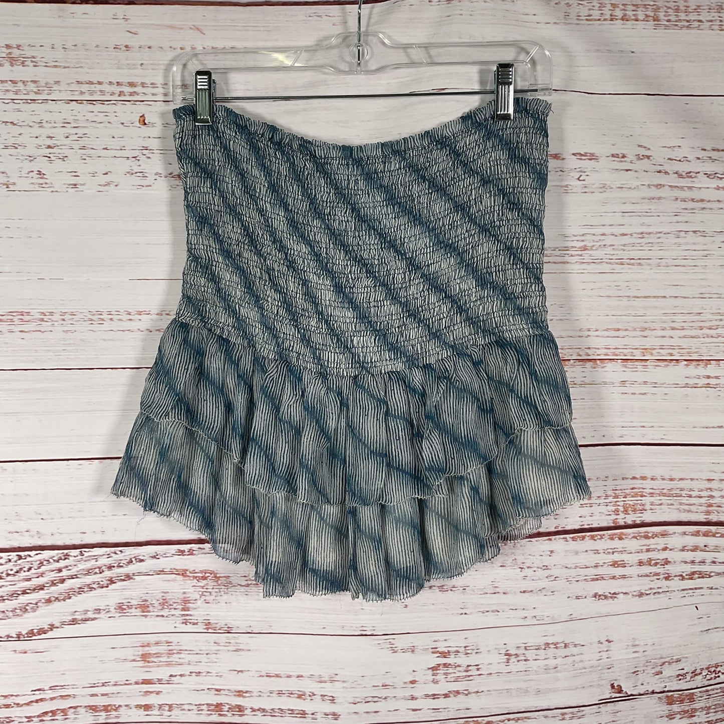 Isabel Marant Etoile "Zelia" Blue Ruffled Smocked Mini Skirt - Size 38