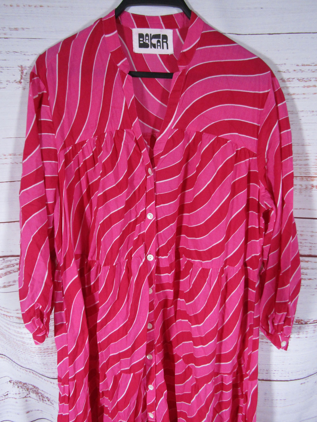 Bakar Women's Pink Cotton Long Sleeve Dress Size L