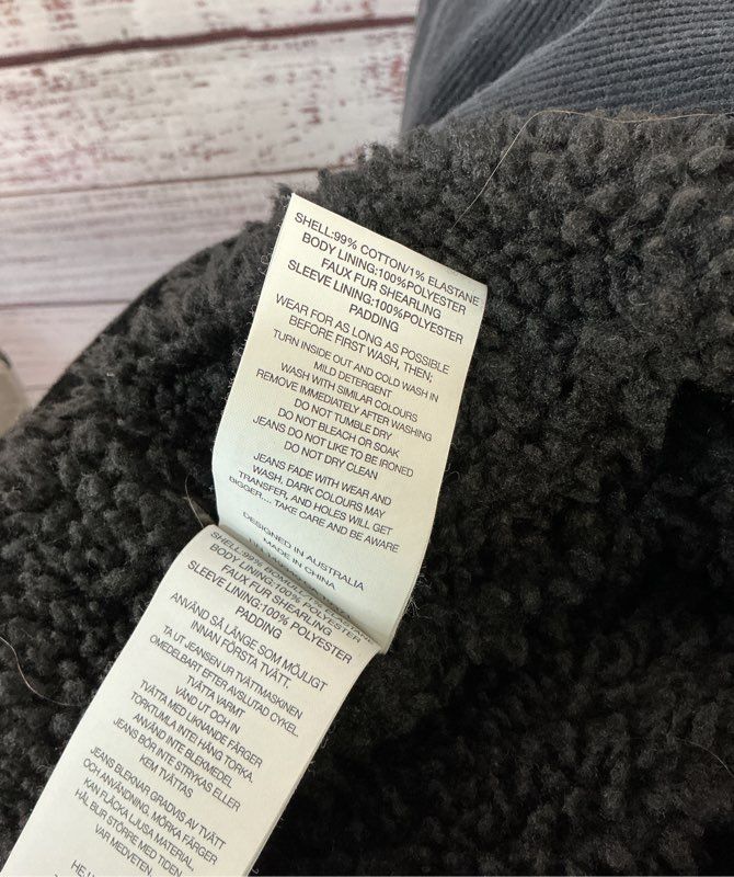 Women's Rolla's Blue Corduroy Jacket with faux fur shearling Size XS