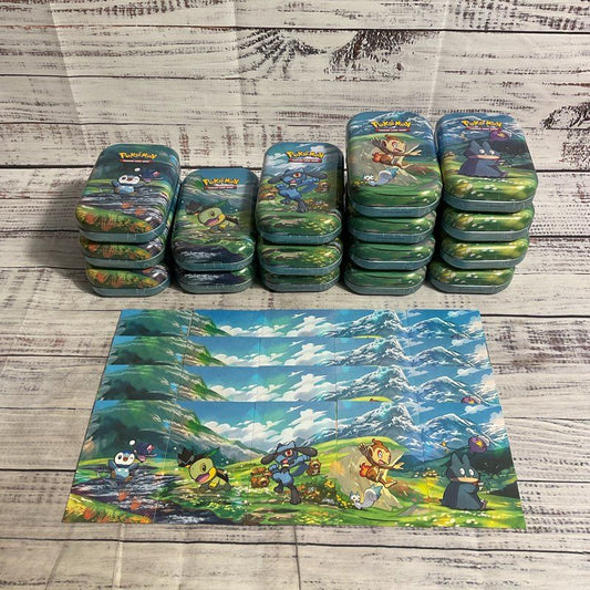 Lot Of 16 Pokemon TCG Sinnoh Stars Mini Tins Empty + 4 Full Sets Of Art Cards