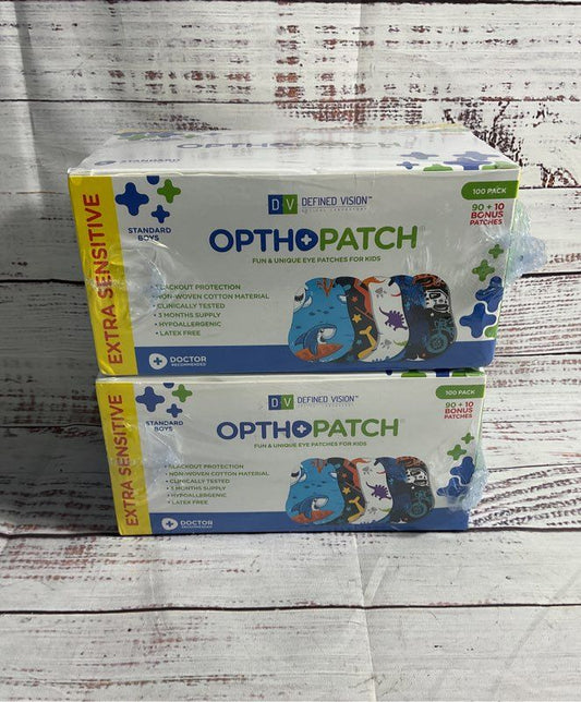 2 Opthopatch Eye Patches for Kids - Extra Sensitive Adhesive - Boys 100 Pack
