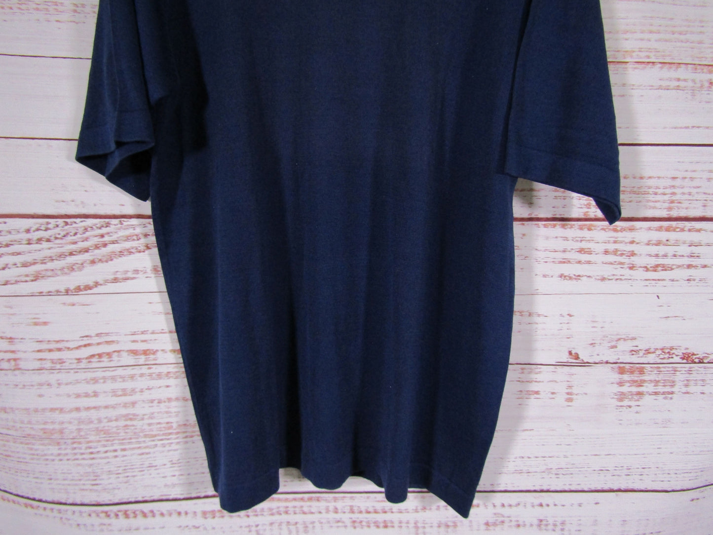 Elevee Men's Navy Blue Silk Blend Short Sleeve T-Shirt Size L