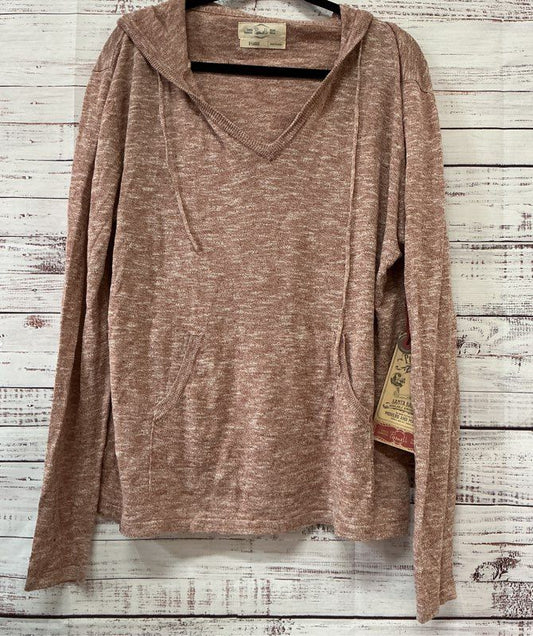 NWT Women's Purnell Heathered Flax Blend Pullover Pink with hood Size XL