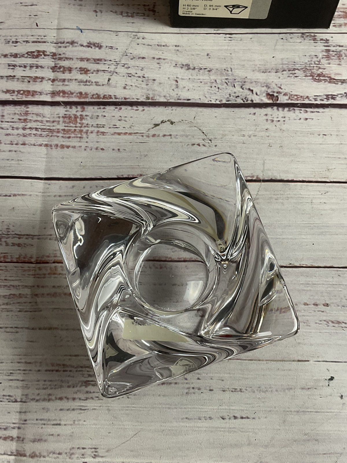 Orrefors Jan Johansson Tornado Glass Candle Holder NOB