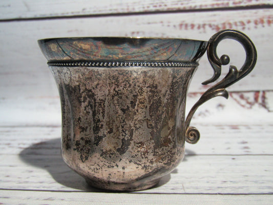 Vintage Eastern European Ornate Sterling Silver Demitasse Espresso Cup
