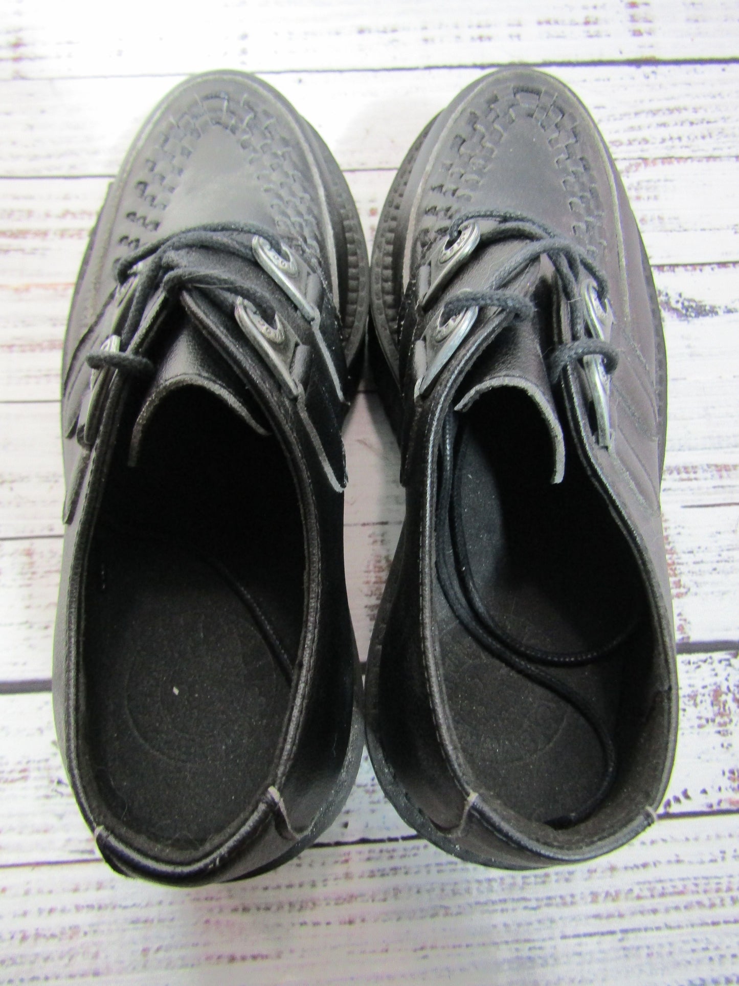 New Rock Creeper Women's Black Faux Leather Platform Oxford Size 7