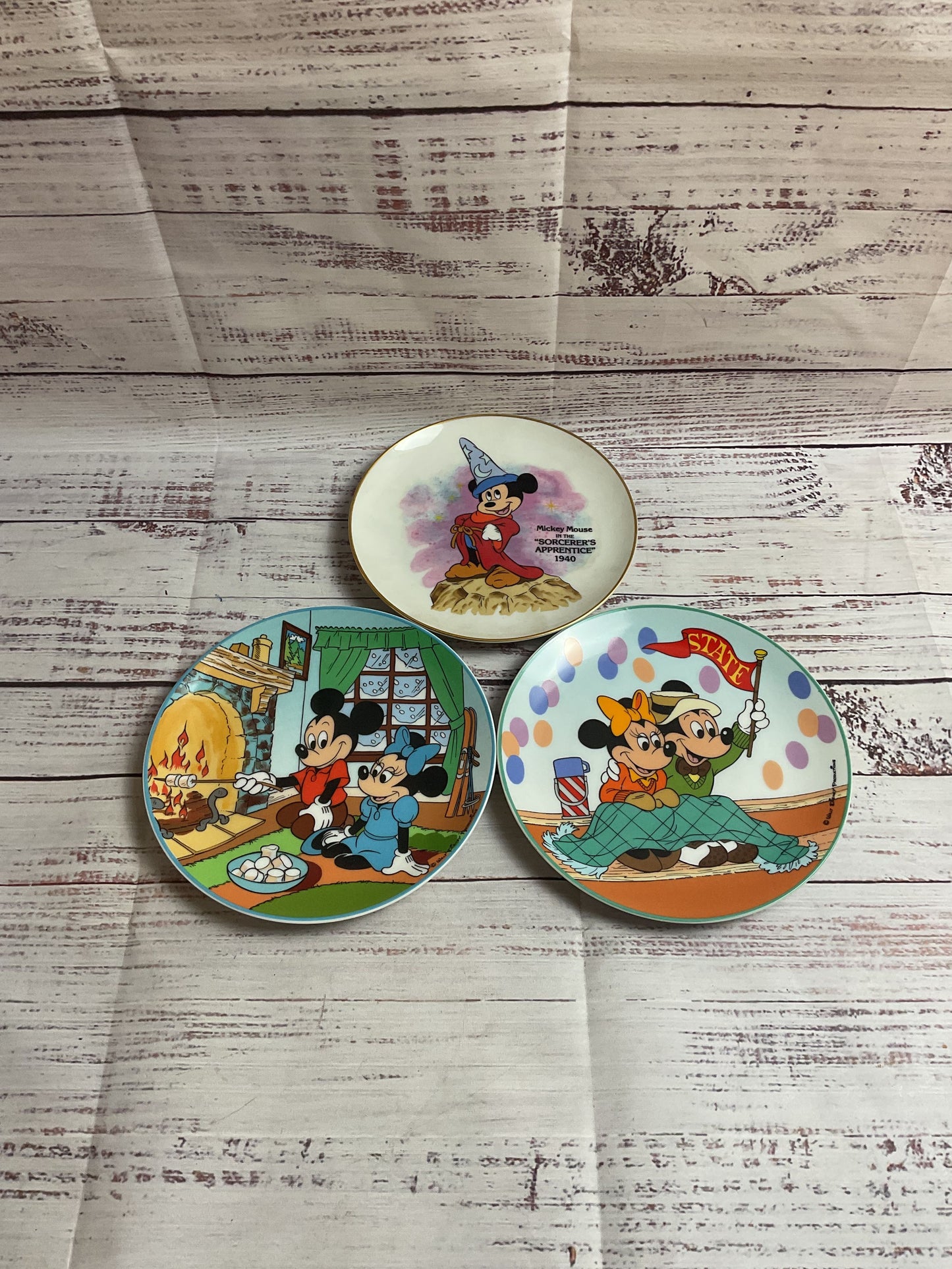 Schmid Disney Four Seasons Of Love And Sorcerers Apprentice 3 Collectible Plates