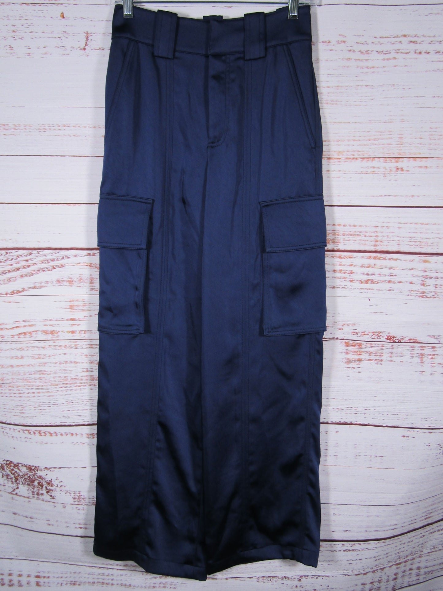 A.L.C. Bryan Women's Navy Blue Satin Cargo Pants Size 00