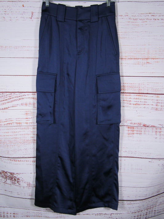 A.L.C. Bryan Women's Navy Blue Satin Cargo Pants Size 00