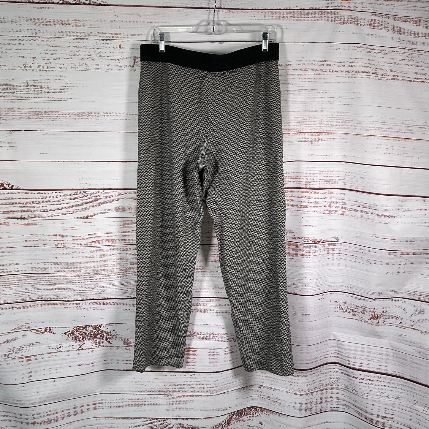 Giorgio Armani Black White Herringbone Wool Blend Trousers Pants - Size 44US